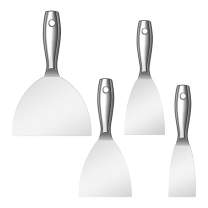 Putty Knife Set,4 PCS 2",3",4",6" One Piece Premium Polished All-Stainless Steel Scraper Tool for Drywall Finishing,Professional Grade Putty Blade for Scraping Paint, Taping