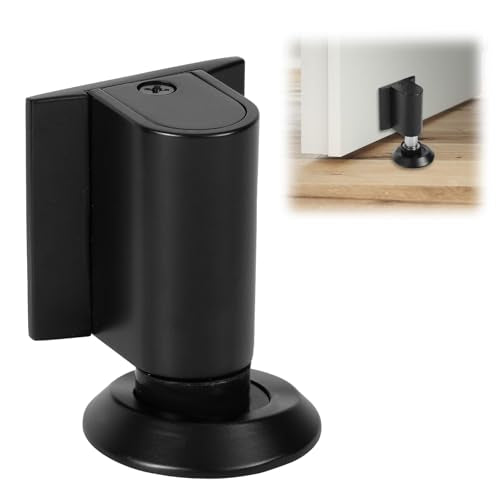 Magnetic Door Wedge Stopper, No Drill Floor Mounted Doorstops Holder with Screws Heavy Weight Duty & Invisible Doorstops Accessories Skirtings Catch Parts Replacement for Keeping Doors Open (Black) - color: Black