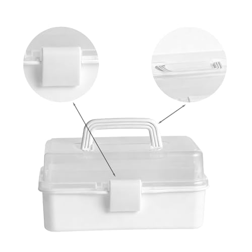 3 Layers White Craft Art Box, Plastic Portable Tackle Box, Sewing Organizer for Crafts, Sewing Supplies, Jewelry and Tools - color: White