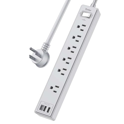 6Ft Power Strip Surge Protector - Yintar Extension Cord with 6 AC Outlets and 3 USB Ports for Home, Office, Dorm Essentials, 1680 Joules, ETL Listed, Grey - color: Grey, size: 6 Ft