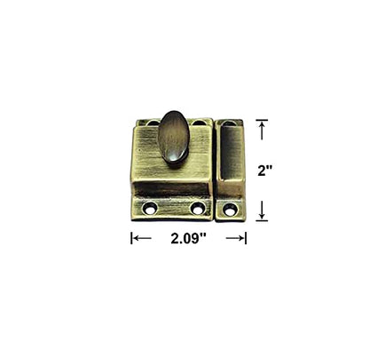 QCAA Traditional Large Oval Turn Cabinet Latch, Solid Brass, 2", for Cupboard & Other Furniture, Brushed Antique Brass, 2 Pack, Made in Taiwan - color: Brushed Anqitue Brass, size: 2 Pack