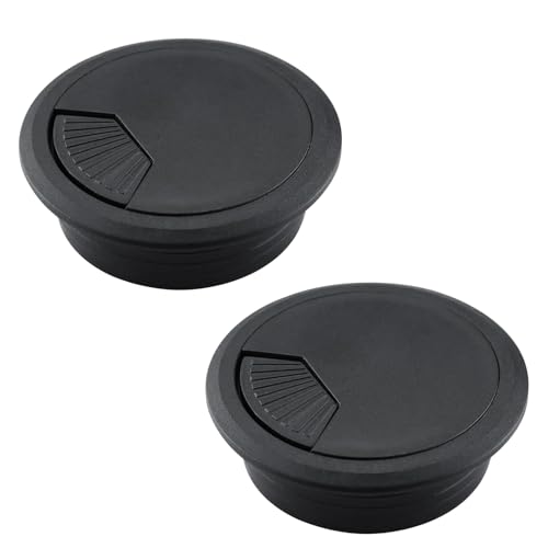 EASYEAH 2 Pcs Desk Grommet 2-1/16" / 53 mm, Desk Cord Hole Cover, Cable Grommet ABS Plastic, Desk Hole Grommet for Home & Office Pc, Detachable Adjustable Cable Cord Organizer-Black - color: 2pcs Black, size: 2-1/16" / 53 mm