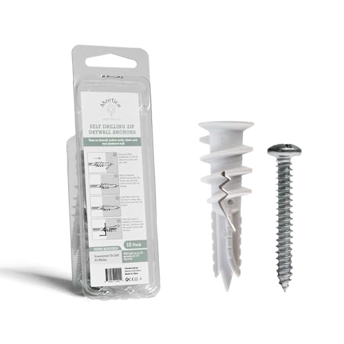 Reinforced Nylon 66 Drywall Repair Anchors - 90lb, Small Wall Hanging Kit for Apartment Quick Fixes & Towel Rack with Carbon Steel Screws, 10 Dry Wall Anchors and 10 Phillips Flat Head Wood Screws - style: 10 Pack
