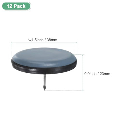 M METERXITY 12-Pack Nail on Furniture Sliders, 1.5" (38mm) PTFE Chair Sliders Glides Round Pads for Chair/Table, Furniture Movers Leg Floor Protectors [Grey] - size: 1.5" (38mm)