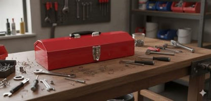 2PCS Portable Tool Box, 16inches Metal Tool Box, 4 Non-Slip Foot Pads, Ideal for Trailer, Mechanic, DIY-ers, Car Toolbox, Workshops, Garages, Repair Shops,Red - size: 2P-16in-Red