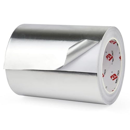 BOMEI PACK Aluminum Foil Tape,Heavy Duty Metal Foil Tape,High Temperature Silver Duct Tape,Perfect for Sealing & Patching,HVAC,Air Ducts,Insulation and Metal Repair (6 Inch) - size: 6 Inch x 30 Yards
