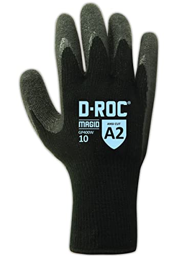 MAGID D-ROC ANSI A2 Thermal Latex Palm Coated Work Gloves, 144 Pairs, GP400W - size: 9/L, style: 144 Pairs