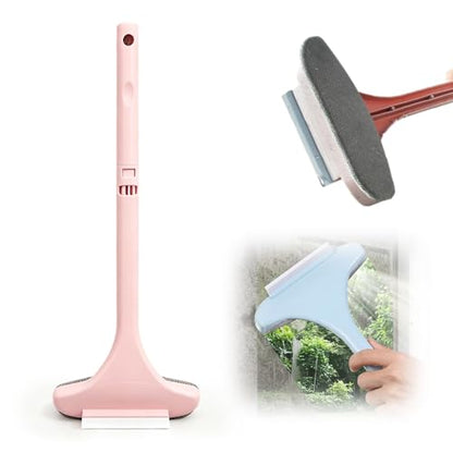 Window Screen Cleaning Brush, 2 in 1 Window Screen Cleaner Tool with Squeegee, Mesh Screen Cleaner, Multi-Purpose Cleaning Brush for Patio, Door, Porch Screens (Pink) - color: Pink