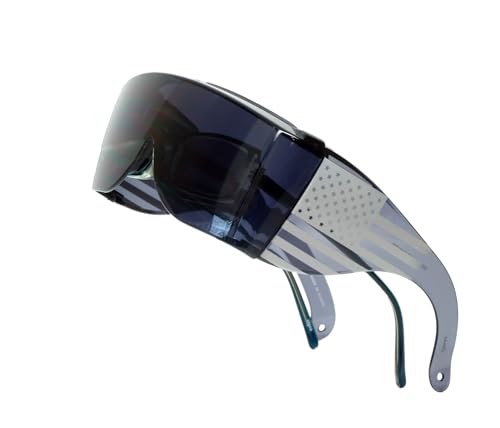 Calabria 3000 Fitover Safety Glasses with Uni-Lens – [Smoke Grey USA] Wrap Around Eye Protection | Anti-Fog Scratch Resistant | Protective Eyewear - color: Smoke Grey Usa
