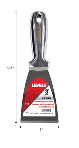3" All Stainless Steel Joint Knife - LEVEL5 | Professional Grade Putty Blade, Premium Polished All-Metal, Precision Ground Edge, Ergonomic, Corrosion Resistant | 5-403 - size: 3-Inch
