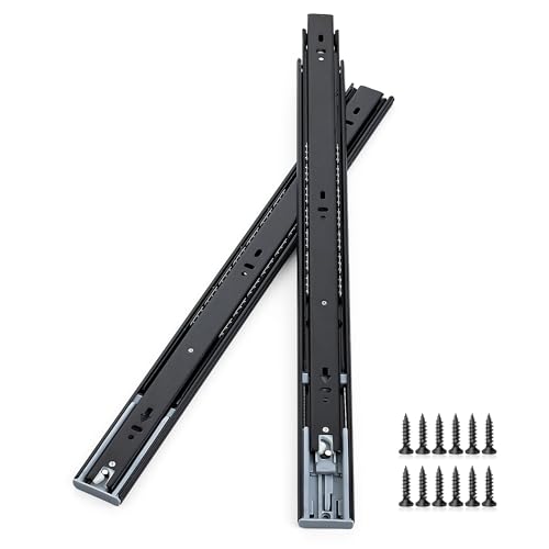 Soft Close Drawer Slides 20 Inch, Full Extension Ball Bearing Heavy Duty Drawer Slides Side Mount for Cabinet (1 Pair, Black) - size: 20 Inch