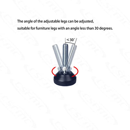 Furniture Leveler Swivel Feet PTFE(Teflon) Bottom(25mm Base),Threaded Shank(1/4-20) Adjustment Pads,Table/Chair/Cabinet/Sofa Medium Legs Leveling,Nuts Installation and Floor Protection(4 Pack) - size: 4 Pack,25mm Base 1/4-20