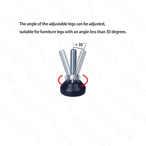 Furniture Leveler Swivel Feet PTFE(Teflon) Bottom(25mm Base),Threaded Shank(1/4-20) Adjustment Pads,Table/Chair/Cabinet/Sofa Medium Legs Leveling,Nuts Installation and Floor Protection(16 Pack) - size: 16 Pack,25mm Base 1/4-20