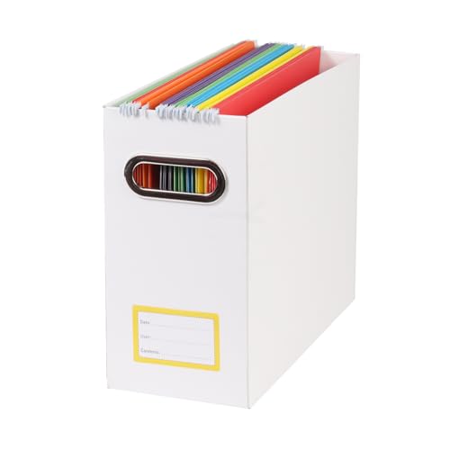 Collapsible File Organizer Box with Handle,12.20x5.11x9.84Inches, Filing Organizer for Home or Office, Small Portable File Box (1 Pack, White-Yellow) - color: White-Yellow, style: 1 Pack