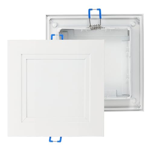 uxcell Square Ceiling Cover Plate, Recessed Lights Hole Trim Plate Wall Hole Spring Mount Decorative Flat Cap Access Panel for Ceiling or Wall 4x4 Inch Openings, Matte White - size: Fits: 4x4inch(100x100mm)