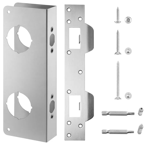U 10539 Door Reinforcement Plate for 1-3/4" Thick Doors and Includes The U 10385 Door Strike Plate. (Silver) - color: Silver