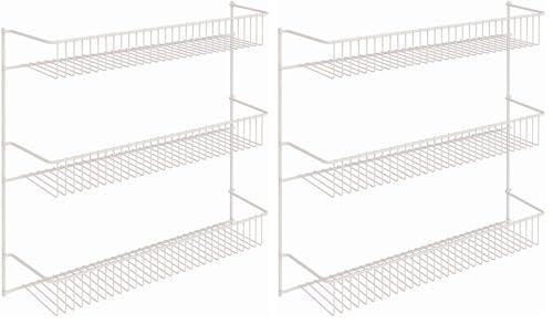 ClosetMaid 3-Tier Hanging Wall Mounted Metal Rack for Spices, Shelf Storage, Pantry Organization, Laundry, Kitchen, Bathroom, White, 8022 (Pack of 2) - size: 18-Inch Wide (Pack of 2), style: 3-Tier