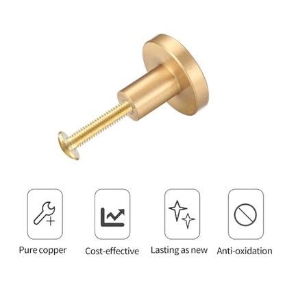 8 Pcs Gold Cabinet Knobs,Brushed Brass Round Kitchen Cabinet Hardware Pulls Knobs Gold for Dresser Drawer Cupboard Furniture Closet Wardrobe Door Knobs Handles, with Screwdriver,20x28 mm - size: 28mm/1.1inch (8 pcs Brass)