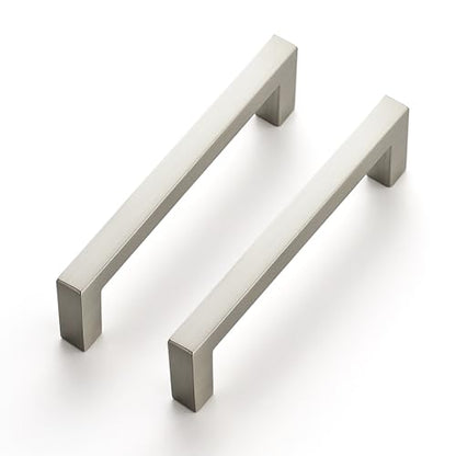Ravinte 10 Pack Solid 3-1/2 Inch Center to Center Slim Square Bar Drawer Handles Cabinet Hardware - Brushed Nickel Kitchen Pulls - size: 3-1/2" Hole Center