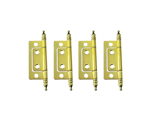 QCAA Durable Steel Non-Mortise Hinge with Final Pins, for Chest, Box, Vintage Cabinet Furniture, 2"x0.9", Brass Plated, Made in Taiwan, 4 Pack - color: Brass Plated, size: 4 Pack (2" X 0.9", Final Pins)