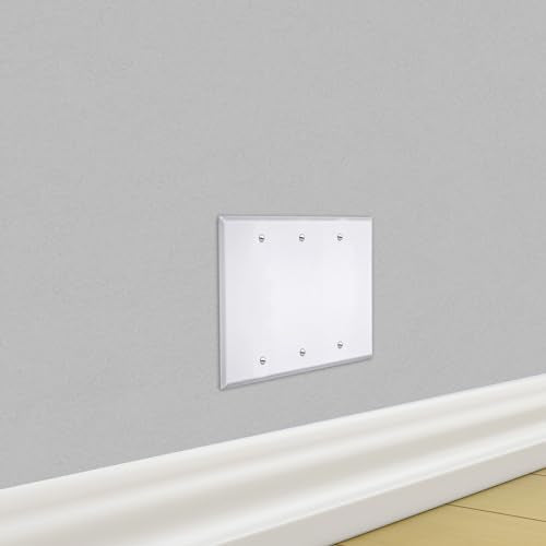 TayMac WW-BBB Standard Metallic Wallplate with Blank, Three Gang, White Smooth - style: Three Gang