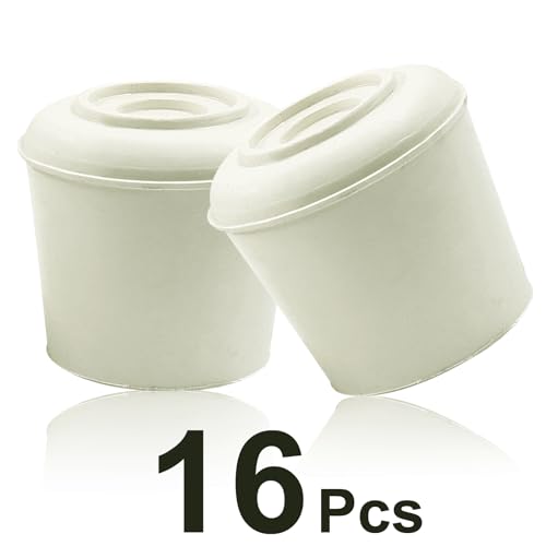 16pcs 1 Inch Round Chair Leg Tips Caps, Non-Slip Rubber Chair Leg Floor Protectors, White Furniture Leg Caps Fit for 0.94"-1" (24-25mm) Diameter Round Feet - size: 1 Inch-White