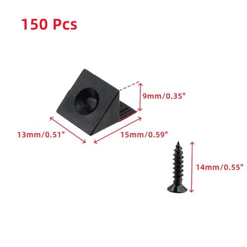 Oedema 150 Pcs Drawer Bottom Support Brackets Drawer Bottom Sagging Repair Fix Mending Wedges 90 Degree Drawer Plastic Angle Code Bracket Fastener, Black - color: Black
