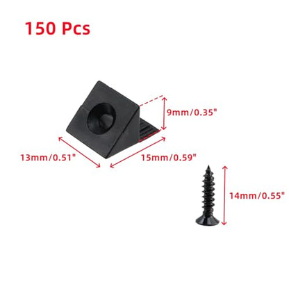 Oedema 150 Pcs Drawer Bottom Support Brackets Drawer Bottom Sagging Repair Fix Mending Wedges 90 Degree Drawer Plastic Angle Code Bracket Fastener, Black - color: Black