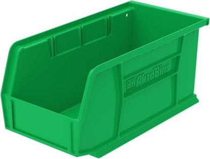 Akro-Mils 30230 AkroBins Plastic Storage Bins, Space-Saving Stackable Bins for Garage, Pantry, Craft Organization, 11" x 5" x 5", Green, 12-Pack - color: Green