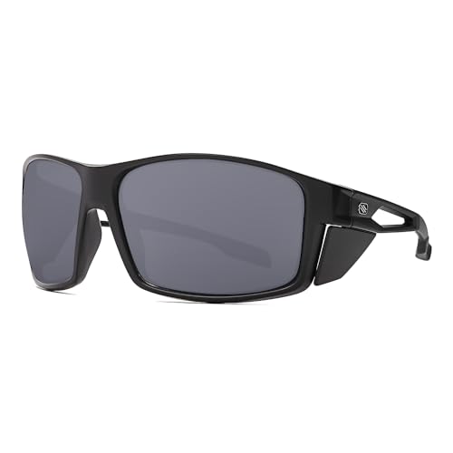 Z87 Polarized Safety Sunglasses, UV400 Wraparound Work Glasses,Protective Shades for Men Women Driving Cycling - color: Matte Black Smoke