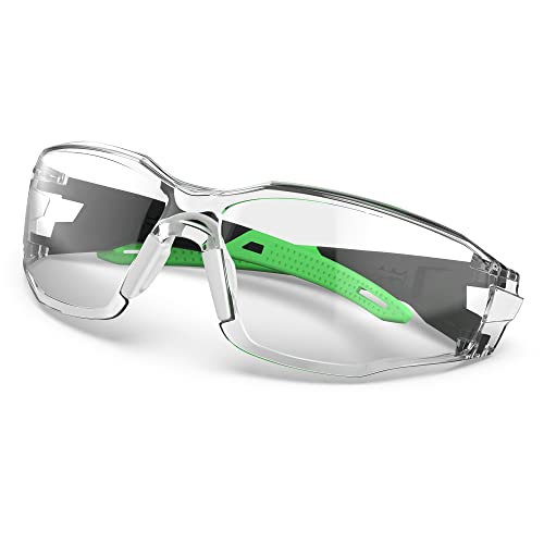 Safety Glasses Anti-Fog Lens,Adjustable Frames Eye Protection Goggles For Men Women - color: Black&green