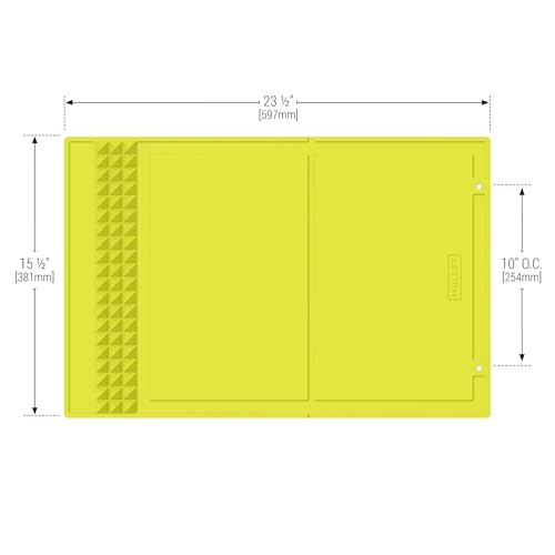 Mullet Workbench Duty Mat - Heat-Resistant Silicone Work Mat for Tool Hardware Organization | Non-Slip, Easy-to-Clean, Roll-Up Mat (23.5” x 15.5”) Hi-Vis Yellow