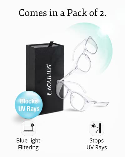 Aqulius 2 Pack Stylish Safety Glasses Goggles, Scratch Resistant, Safety Glasses for Women, Blue Light, Glasses for Nurses - color: Clear/Clear