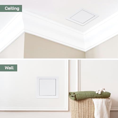 Vent Systems White ABS Plastic Access Panel 6 x 6 Inch (Cut-Out) - Access Door for Drywall, Wall, Ceiling - Electrical, Plumbing Service Wall Hole Cover - Inspection Door - 6.6 x 6.6 Inch (Outer) - size: 6 X 6 Inch / 150 X 150 Mm