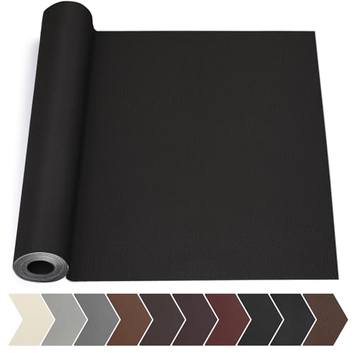 Leather Repair Tape, 17 X 79 in Leather Repair Kit for Furniture, Self Adhesive Repairing Patch Large Vinyl Patch Tape for Sofa, Couch, Car Interior, Car Seats(Black) - color: Black, size: Litchi Grain 17 x 79 In