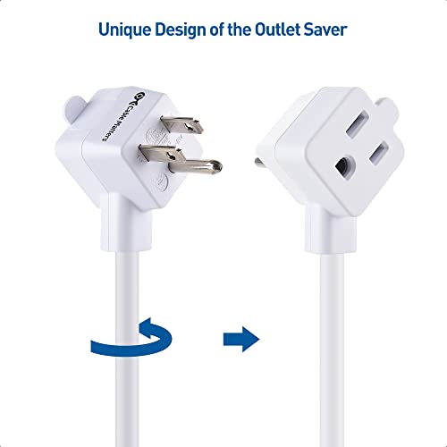 Cable Matters 2-Pack 2-Outlet Short Extension Cord - 1ft, 13A/1625W, Pigtail Extension Cord with Extra Socket on Plug, (Outlet Saver, Short Power Splitter Cable), White