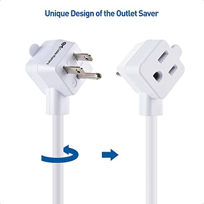 Cable Matters 2-Pack 2-Outlet Short Extension Cord - 1ft, 13A/1625W, Pigtail Extension Cord with Extra Socket on Plug, (Outlet Saver, Short Power Splitter Cable), White