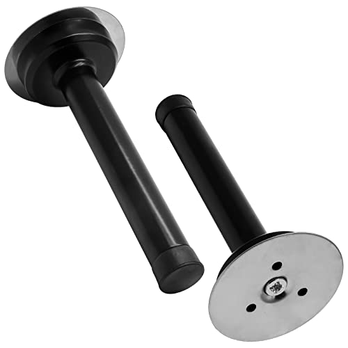 1pc 5 Inch Door Stops, Self Adhesive Long Door Stopper, Stainless Steel Sound Dampening Door Stop, Wall Mount Screw Doorstop with Rubber Bumper (Black) - size: 5 Inch-Black