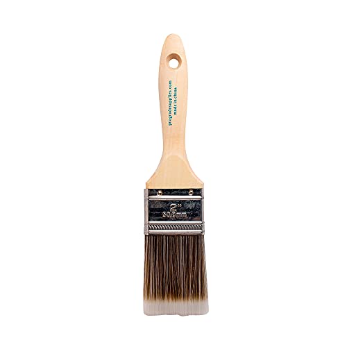 12PK 2 inch Flat Brush Premium Wall/Trim House Paint Brush Set Great for Professional Painter and Home Owners Painting Brushes for Cabinet Decks Fences Interior Exterior & Commercial Paintbrush.