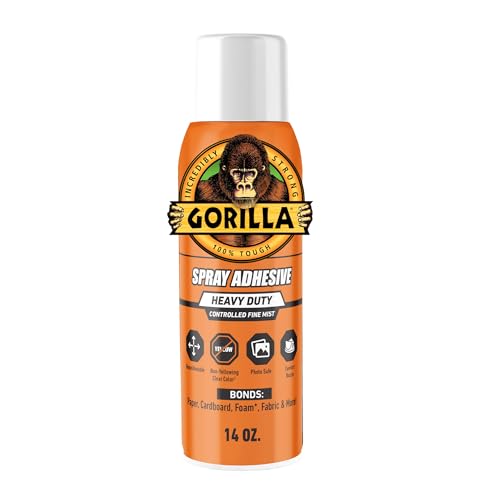 Gorilla Heavy Duty Spray Adhesive, Clear Glue, 14 Ounce (Pack of 1) - All Purpose with Comfort Nozzle for Indoor or Outdoor - size: 1 - Pack