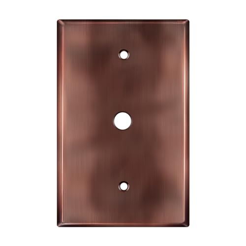LIDER 0.406" Diameter Hole Phone Cable Metal Wall Plate, Stainless Steel Outlet Cover, Corrosion Resistant, Mid-Size 1-Gang 4.88" x 3.11", Antique Copper - color: Antique Copper
