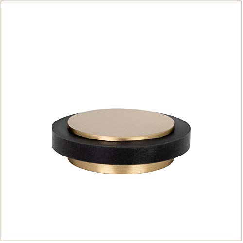 EVI Herrajes | Adhesive Door Stop | Ø1.75" X 0.55" | Adhesive Installation | Brass Satin Matte Finish | Black Natural Silicone Rubber | Mod. I-203X12MT - color: Brass Matte - Black Rubber