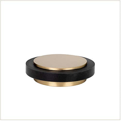 EVI Herrajes | Adhesive Door Stop | Ø1.75" X 0.55" | Adhesive Installation | Brass Satin Matte Finish | Black Natural Silicone Rubber | Mod. I-203X12MT - color: Brass Matte - Black Rubber