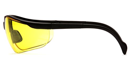Pyramex Venture II Safety Eyewear, Indoor/Outdoor Mirror Anti-Fog Lens - color: Amber Lens/ Black Frame