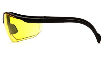 Pyramex Venture II Safety Eyewear, Indoor/Outdoor Mirror Anti-Fog Lens - color: Amber Lens/ Black Frame