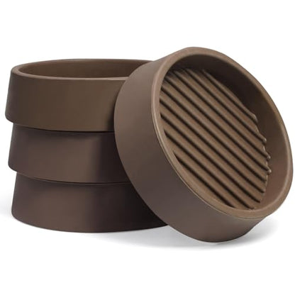 4 Pack 2 x 2 Inch Round Rubber Caster Cups, Non Slip Furniture Pads Furniture Coasters, Non Skid Furniture Feet Anti Slide Floor Protector for Bed Couch Chair Table Stoppers (Brown) - size: 2 Inch
