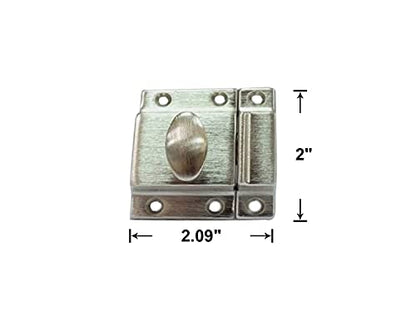 QCAA Traditional Large Oval Turn Cabinet Latch, Solid Brass, 2", for Cupboard & Other Furniture, Brushed Satin Nickel, 2 Pack, Made in Taiwan - color: Brushed Satin Nickel, size: 2 Pack