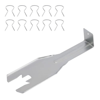 Penitue Window Handle Removal Tool with 10pcs Retainer Clips, Universal Window Handle Crank Disassemble Tool Metal Automotive Interior Repair Kit for Most Car Door Panel (Silver) - color: Silver