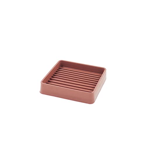 Non Slip Furniture Pads, SAFYY Square Rubber Anti Skid Caster Cups Leg Coasters, Couch, Chair, Feet, and Bed Stoppers with Anti-Sliding Floor Grip, Furniture Floor Protectors - size: 3'' Brown 4 Pack