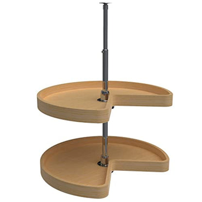 Rev-A-Shelf Dual Shelves Kidney-Shape 24" Lazy Susan Organizer for Lower Corner & Base Kitchen Cabinets, Turntable Home Storage, Wooden, 4WLS472-24-52 - size: 24 In.